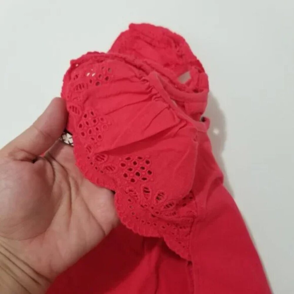 Mayoral little girl Red eyelet detail shoulders tank top size 7 (F18) - Picture 7 of 8